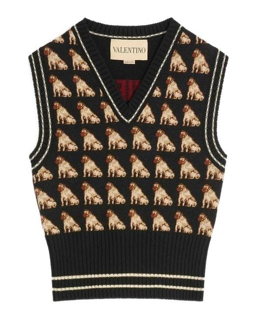 Valentino Garavani Black Petite Charles Jacquard Vest