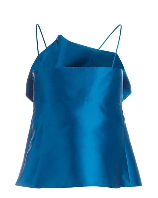 Alberta Ferretti Blue Maxi Bow Top