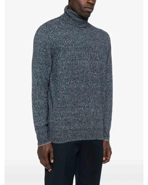 Brunello Cucinelli Blue Turtle-Neck Sweater for men