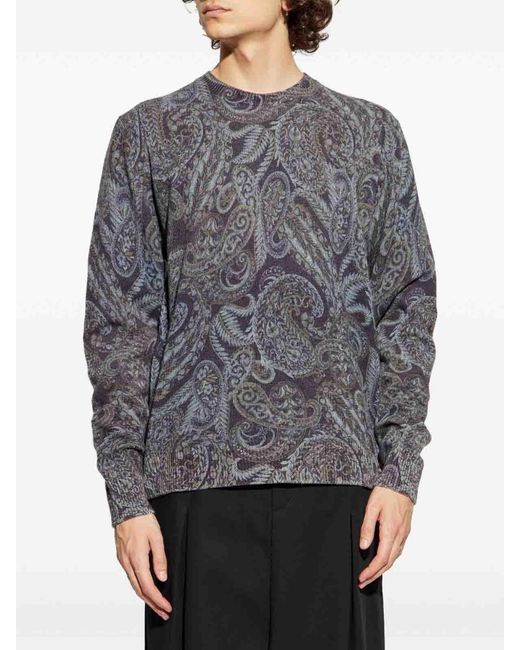 Etro Gray Patterned Sweater for men