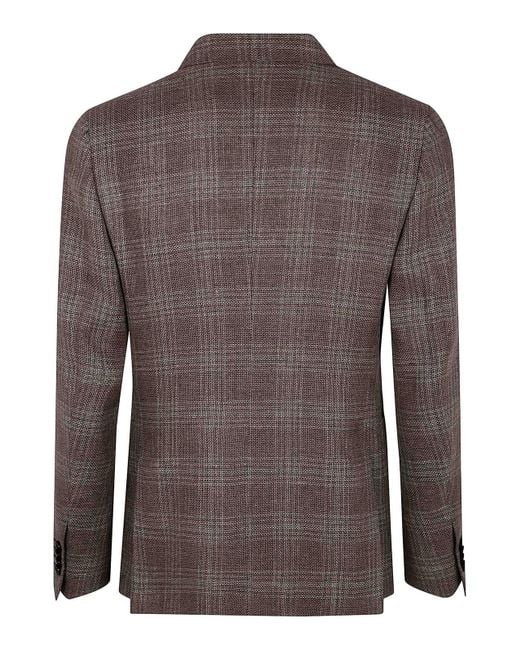 Zegna Brown Wool And Linen Jacket for men
