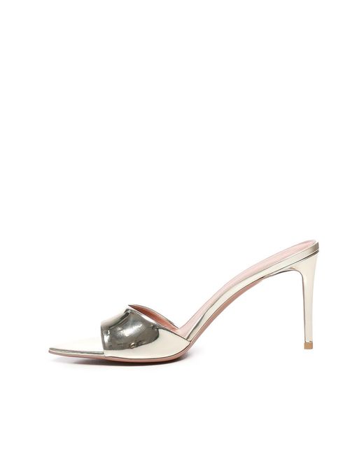 Giuliano Galiano White Alixia Mirror Leather Mules