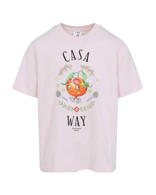 Casablanca Pink Casa Way Kawaii Printed T-Shirt for men