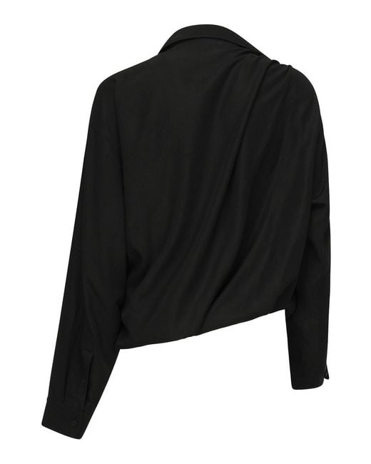 Balenciaga Black One-Shoulder Poplin Shirt