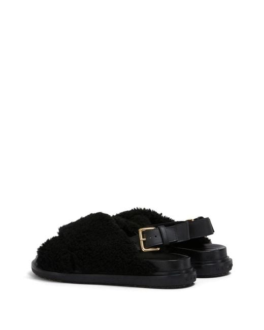 Marni Black Fur Sandals