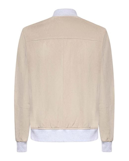 Eleventy Natural Suede Bomber Jacket for men
