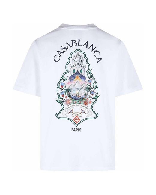 Casablanca White Hotel Emblem' Cotton T-Shirt for men