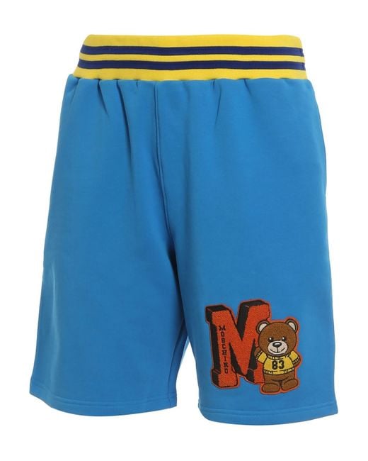 Moschino Blue College Bear Short Pants for men