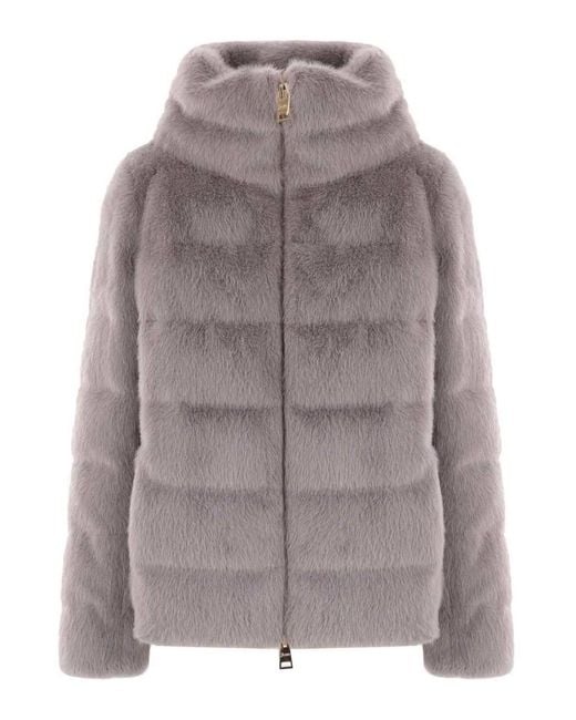 Herno Gray Fur Coat