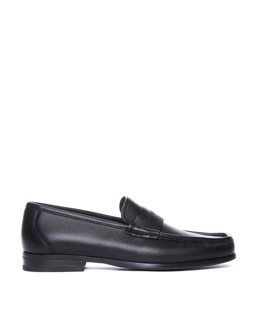 Ferragamo Black Dupont Loafers With Logo for men
