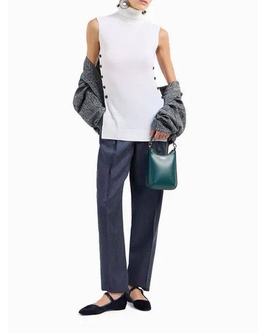 Giorgio Armani White Virgin Wool Turtleneck Top