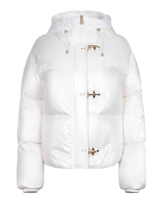 Fay White Down Jacket Made Of Nylon