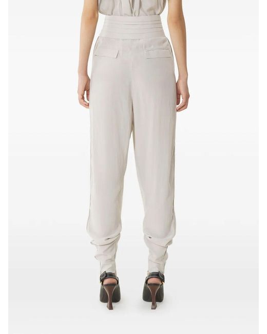 Lanvin White Draped Charmeuse Pants
