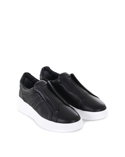 Hogan Black Leather Slip-Ons for men