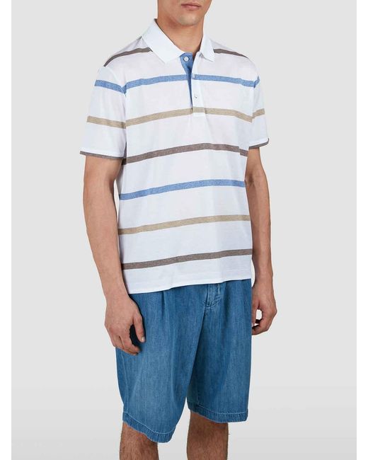 Paul & Shark Blue Jaspe 'Cotton Pole With Striped Motif for men