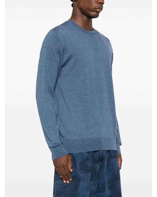 Etro Blue Signature Embroidered Knit Sweater for men