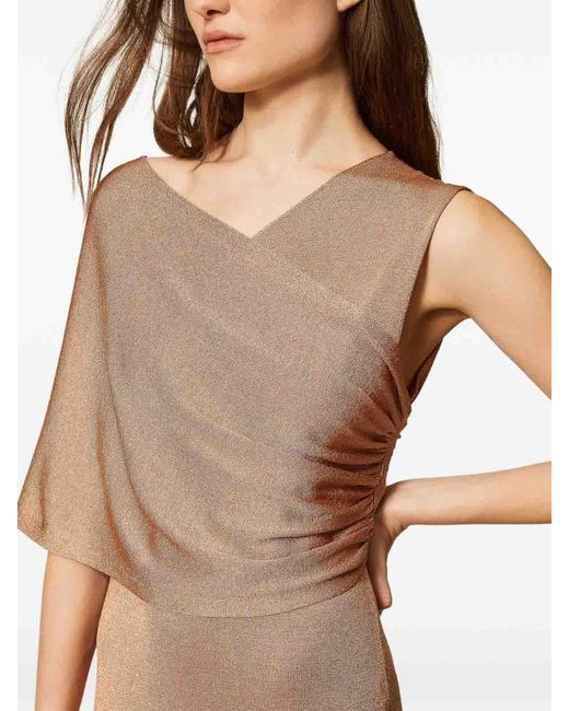 Twinset Natural Long Lurex Knitted Cross Dress
