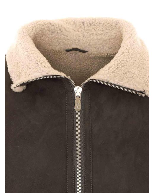 Brunello Cucinelli Black Suede Bomber for men