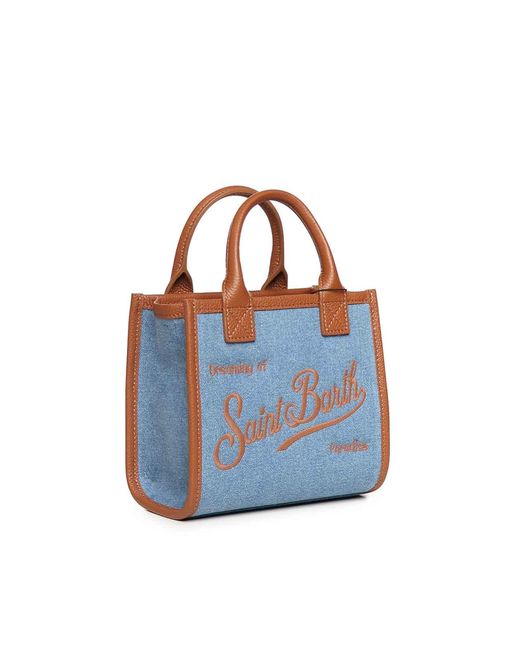 Mc2 Saint Barth Blue Mini And Leather Vanity Bag