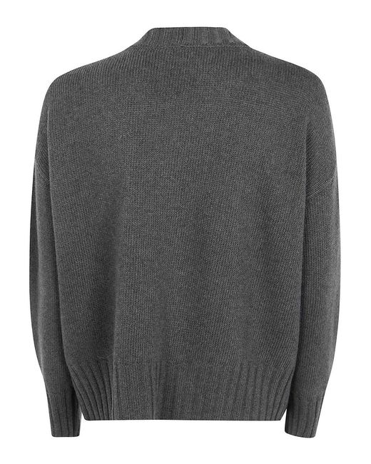 Base London Gray V Neck Cardigan Sweater