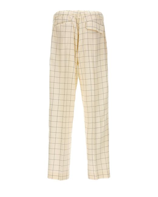 Undercover Natural All-Over Checkered Pants With Elastic Waistband for men