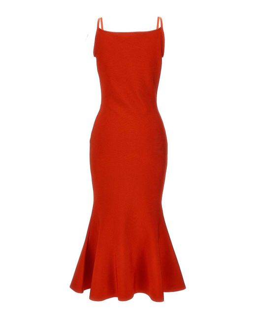 Alexander McQueen Red Fla Knit Dress