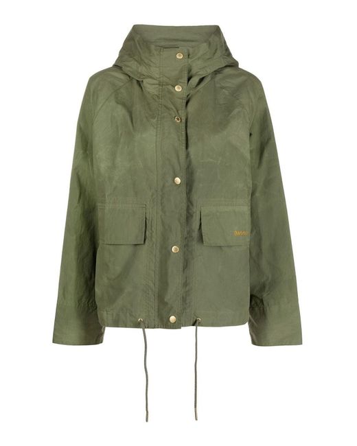 Barbour Green Rain Jacket With Hoodie And Coulisse