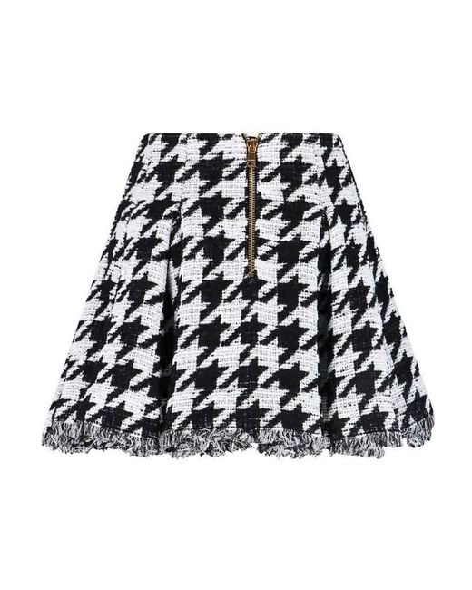 Balmain Black Mini Pied De Poule Skirt