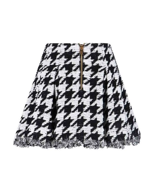 Gonna Mini Pied De Poule di Balmain in Black