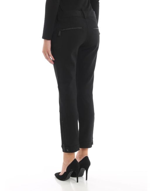 DSquared² Black Biker Wool Blend Trousers