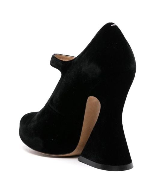 Maison Margiela Black 125Mm Velvet Peep-Toe Sandals