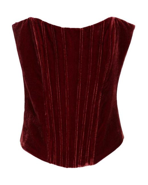 Raquel Diniz Red Elena Corset Top Rayon Tops