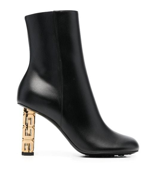 Givenchy 4g Cube Heel Pointy Ankle Boot In Black Leather