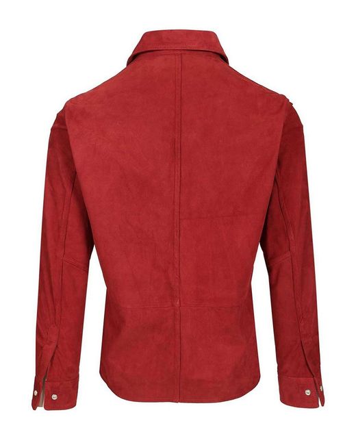 Barba Napoli Red Suede Shirt for men