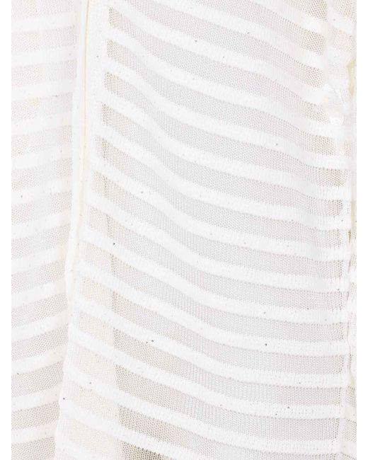 Fabiana Filippi White Cardigan With Frontal Buttons Closure