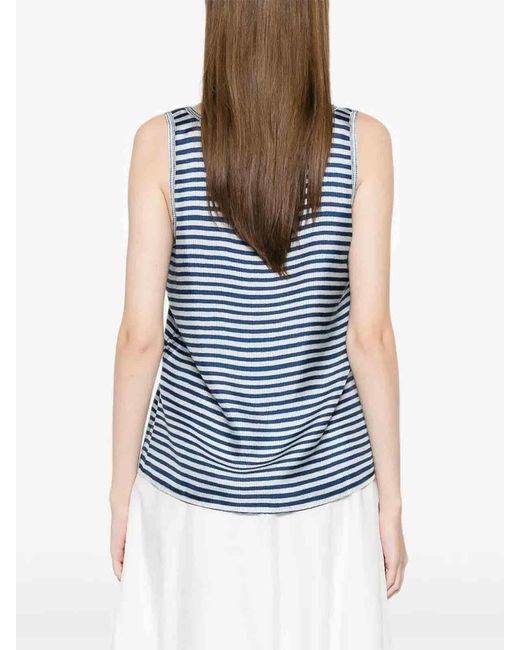 Pierre Louis Mascia Blue Striped Denim Tank Top