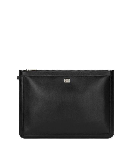 Dolce & Gabbana Black Smooth Leather Rectangle Belt Bag for men