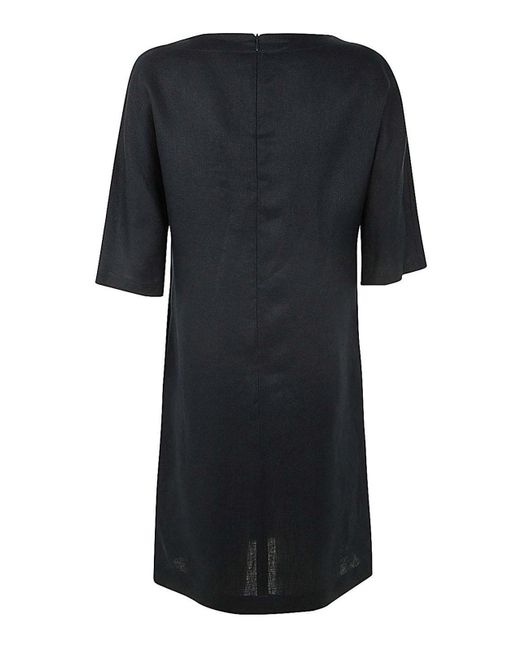 Antonelli Black Moravia 3/4 Sleeves Guru Neck Dress