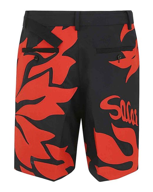 Sacai Floral Embroidered Shorts for men