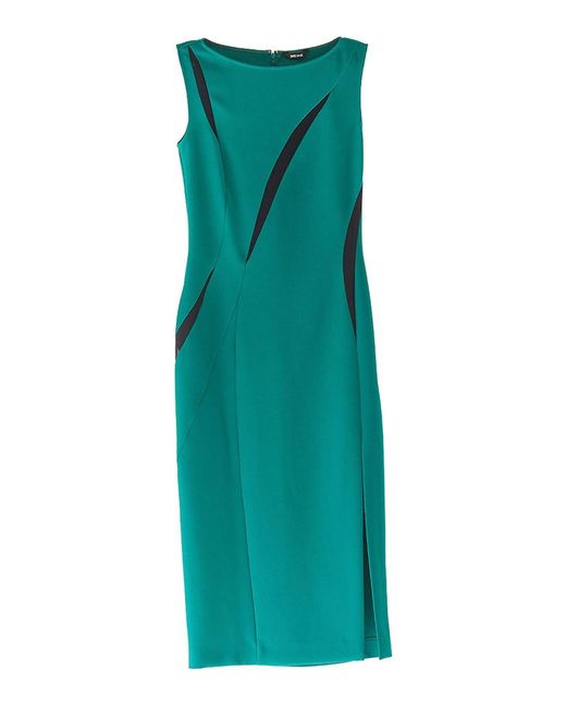 Just Cavalli Green Scratch Sleeveless Sheath Dress