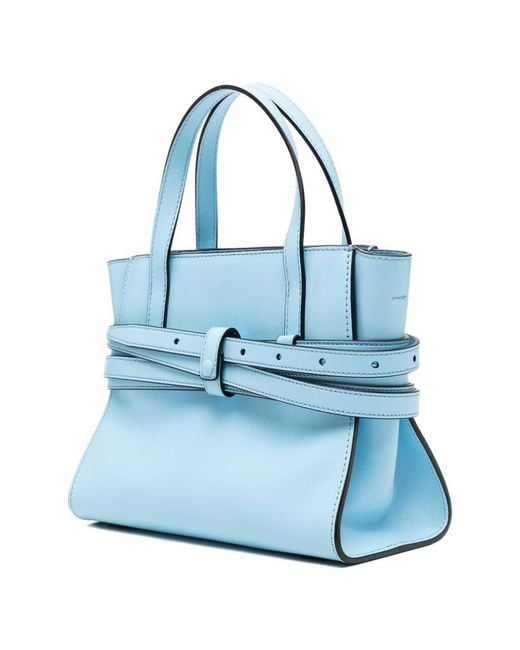 Moschino Blue Tie Me Small Leather Handbag