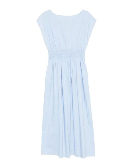Roberto Collina Blue Elasticated Waist Cotton Midi Dress