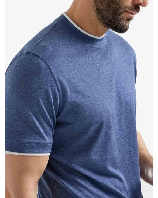 Brunello Cucinelli Blue T-Shirt With Faux-Layering for men