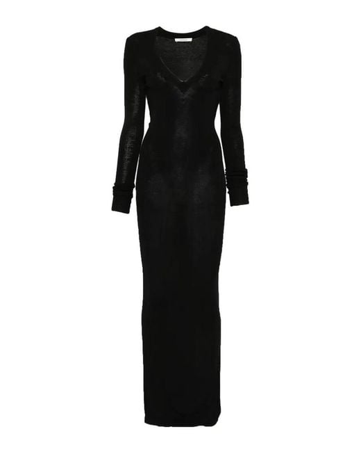 Entire studios Black Long Sleeve V Neck Midi