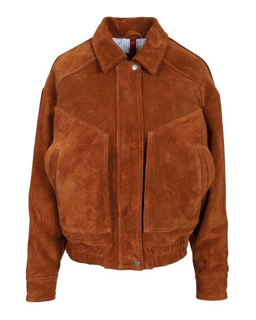 Blusotto Brown Daniela Oversized Suede Bomber