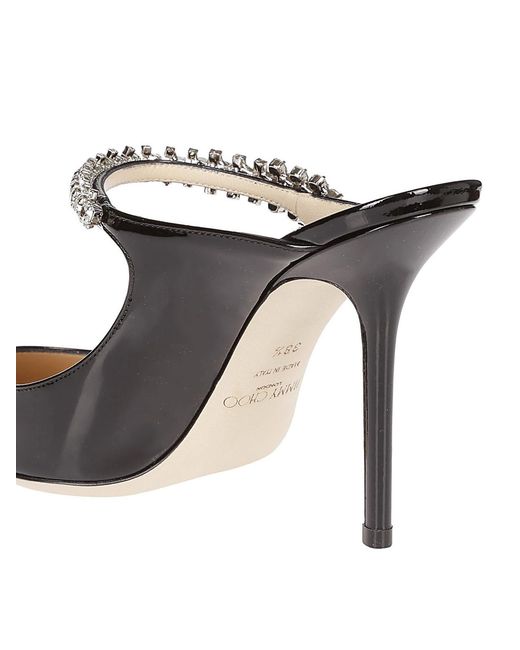 Jimmy Choo Black Bing 100 Jewelled Patent Mules