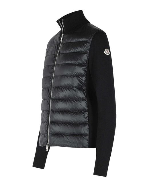 Moncler Black Tricot' Virgin Wool Cardigan