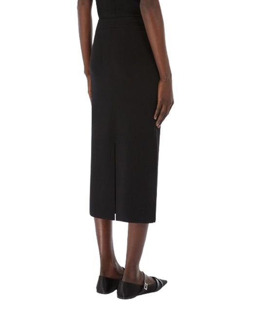 Max Mara Black Viscose Crepe Pencil Skirt