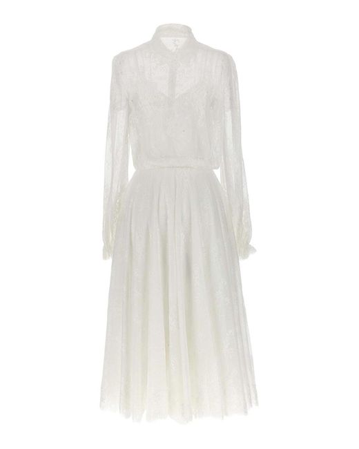Ermanno Scervino White Lace Long Dress