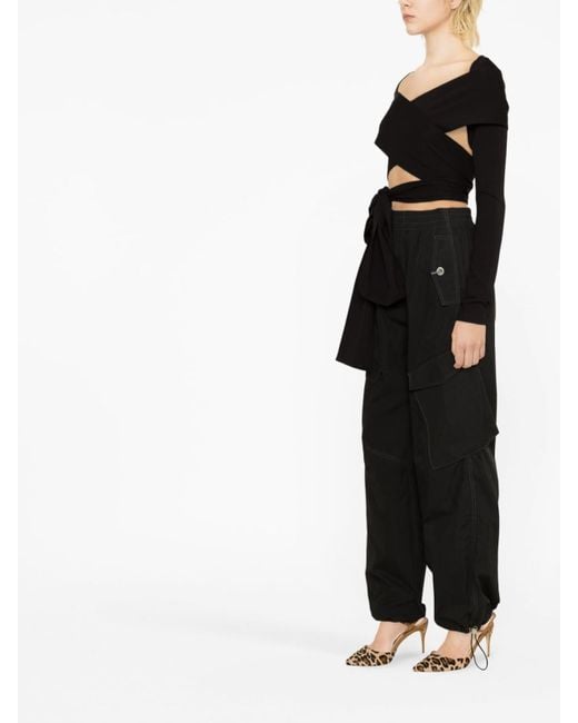 Dolce & Gabbana Black Cut-Out Wrap Top